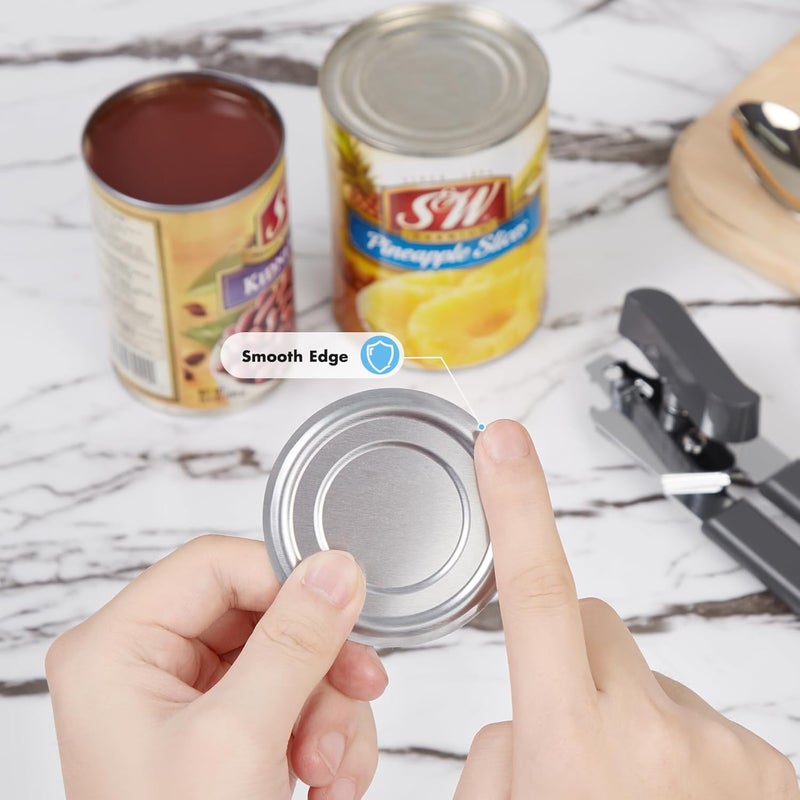COKORA Can Opener Manual, Can Openers Hand Held with Comfort Anti-Slip Handles, Heavy Duty Stainless Steel Can Opener Smooth Edge and Bottle Openers, Easy Turn Can Openers for Seniors, Kitchen, Gray - Image 4